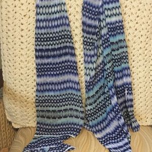 Light weight blue and white patterned scarf
